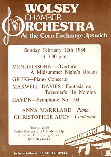 Poster for Sunday 12 Feb 1984