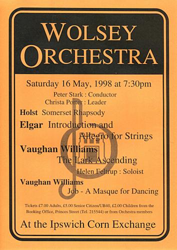 Poster for Saturday 16 May 1998