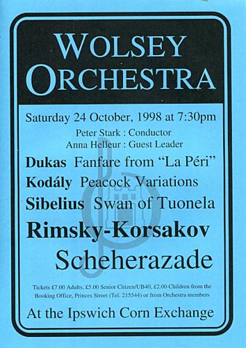 Poster for Saturday 24 Oct 1998