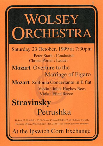 Poster for Saturday 23 Oct 1999