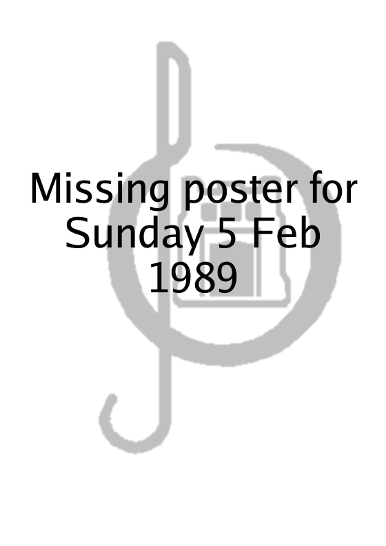Poster for Sunday 5 Feb 1989