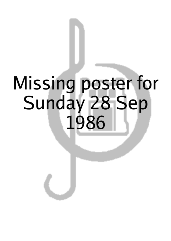 Poster for Sunday 28 Sep 1986